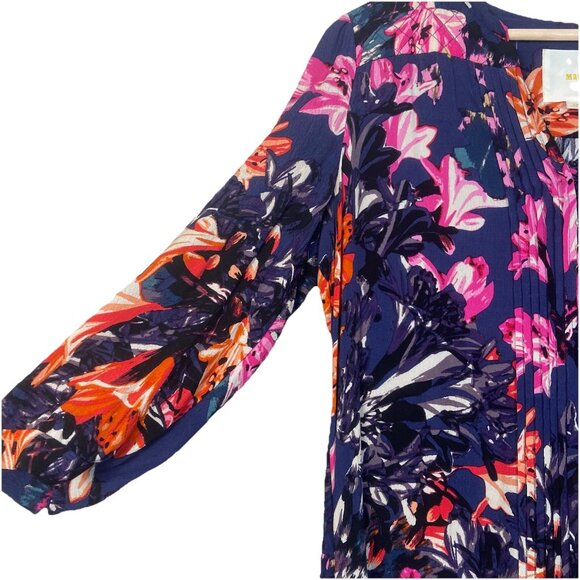 Anthropologie Maeve Caravane Dress Size Small Boho Tunic Navy Floral Drop Waist - Picture 3 of 11